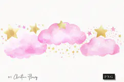 Pink Watercolor Clouds - Tooth Fairy PNG Product Image 1