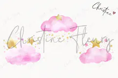 Pink Watercolor Clouds - Tooth Fairy PNG Product Image 3