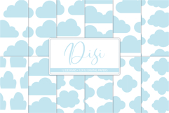 Cloud digital paper pack with soft sky themed patterns