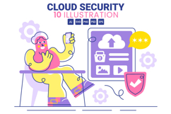10 Digital Cloud Security Illustration Product Image 1