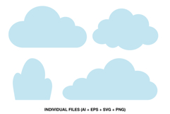 Cloud shapes clipart with simple sky cloud graphics