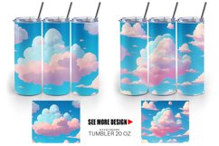 Clouds Cartoon Background | Tumbler Sublimation Wrap Product Image 4