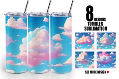 Clouds Cartoon Background | Tumbler Sublimation Wrap Product Image 1