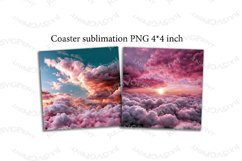 Pink Clouds coasters printable. Square coasters sublimation Product Image 1