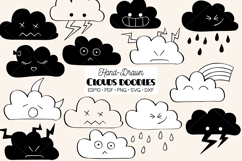 Clouds Kawaii | Hand Drawn Weather, Rainbow, Moon, Lightning Product Image 1