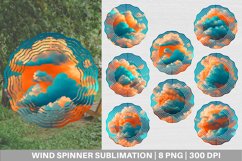 Clouds Realistic Orange Teal Wind Spinner | Sublimation Spin Product Image 1