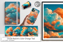 Digital Paper Clouds Realistic Orange Teal Product Image 1