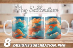 Clouds Realistic Orange Teal | Mug sublimation design Product Image 1