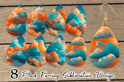 Clouds Realistic Orange Teal Earring teardrop sublimation de Product Image 1