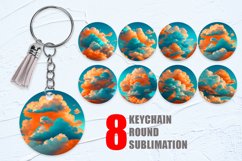 Clouds Realistic Orange Teal Keychain | Keyring Product Image 1