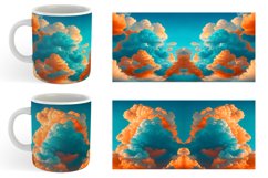 Clouds Realistic Orange Teal | Mug sublimation design Product Image 4