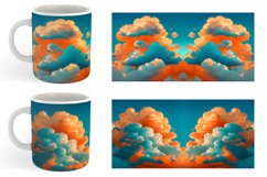 Clouds Realistic Orange Teal | Mug sublimation design Product Image 5