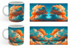 Clouds Realistic Orange Teal | Mug sublimation design Product Image 6
