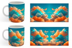 Clouds Realistic Orange Teal | Mug sublimation design Product Image 2
