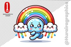 Cloudy Rainbow Clipart - PNG File Product Image 1
