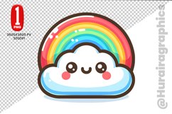 Cloudy Rainbow Clipart - PNG File Product Image 1