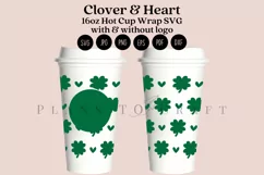 clover and heart st patricks day starbucks 16oz hot cup wrap svg presized template for tumbler grande