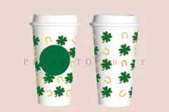 clover and horse shoe st patricks day starbucks 16oz hot cup wrap svg presized template for tumbler grande