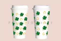 clover and horse shoe st patricks day starbucks 16oz hot cup wrap svg presized template for tumbler grande