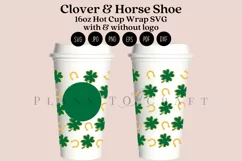 clover and horse shoe st patricks day starbucks 16oz hot cup wrap svg presized template for tumbler grande