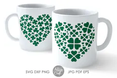 Clover heart, St Patrick SVG files, Heart and shamrock SVG Product Image 3