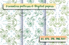 Clover seamless patterns and digital papers set Product Image 1