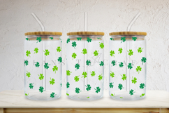 clover st patricks day themed Libbey glass can wrap design featuring loving style artwork available as digital files ready to download for crafting and decor projects