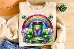 St Patrick&#039;s Day Coffee And Clovers PNG, Lucky Day PNG Product Image 3