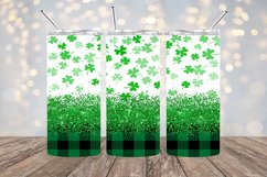 Clovers Plaid and Glitter - 20oz Sublimation - PNG Design Product Image 1