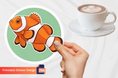 Clown fish Sticker, Tropical Fish Wall Art, Funny Fish Art Product Image 1
