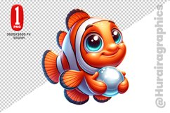 Cute Clown Fish Clipart - PNG File Product Image 1