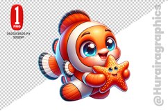 Cute Clown Fish Clipart - PNG File Product Image 1