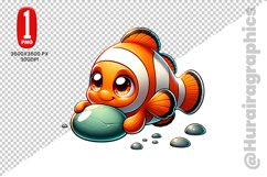 Cute Clown Fish Clipart - PNG File Product Image 1