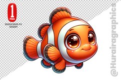 Cute Clown Fish Clipart - PNG File Product Image 1
