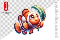 Cute Clown Fish Clipart - PNG File Product Image 1