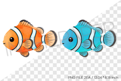 Orange Blue Clownfish PNG Clipart Summer Ocean Watercolor Product Image 1