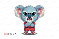 Angry blue koala wearing red clothes shirt Product Image 1