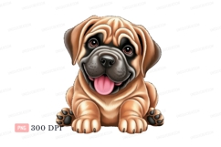 Happy brown puppy dog black pink Product Image 1