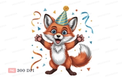 Joyful fox wearing party hat celebrating animal celebration Product Image 1