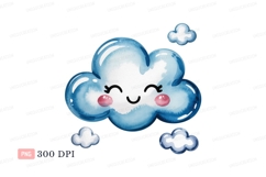 Happy blue cloud with rosy cheeks white pink Product Image 1