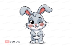 Cute winking bunny rabbit cartoon animal Product Image 1