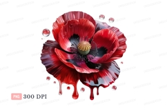Red poppy dripping liquid flower petals Product Image 1