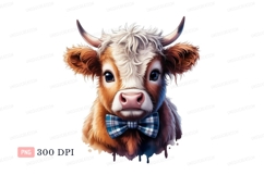 Adorable fluffy cow wearing bow tie calf animal Product Image 1