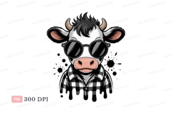 Cool cow wearing sunglasses and plaid shirt animal Product Image 1