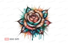 Stained glass rose watercolor splash image Product Image 1