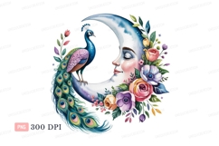 Peacock moon floral fantasy face flowers Product Image 1