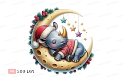 Sleeping rhino christmas moon stars Product Image 1
