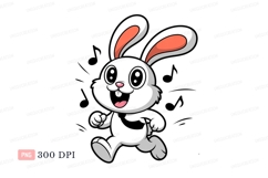 Gray bunny with pink ears and nose rabbit cartoon Product Image 1
