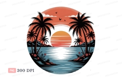 Sunset ocean palms tropical beach Product Image 1