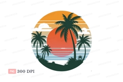 Tropical sunset palm trees ocean image Product Image 1